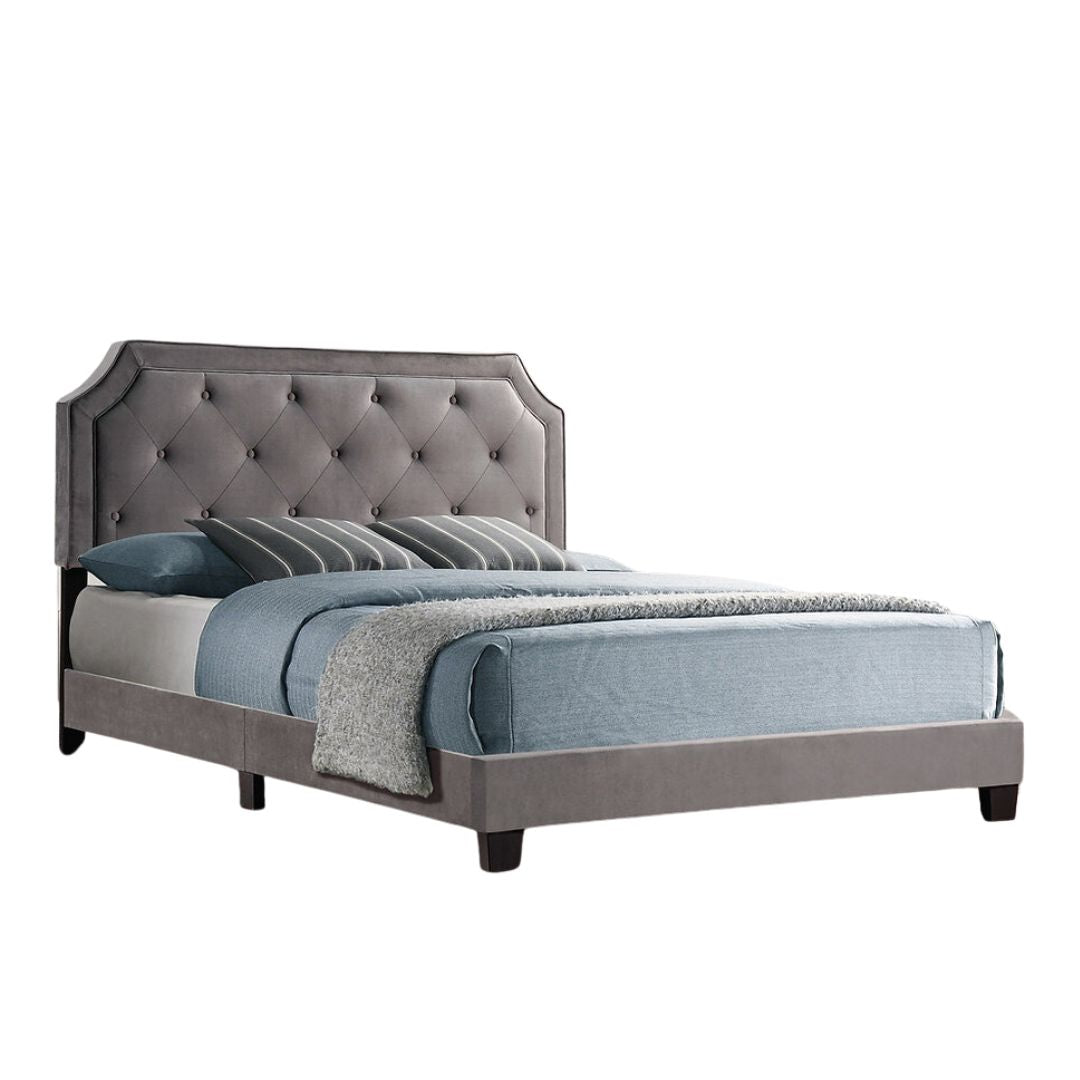 Elysian Velvet Platform Bed Frame | Diamond Tufted Headboard | High - Density Foam Padding - Mattress Miracle