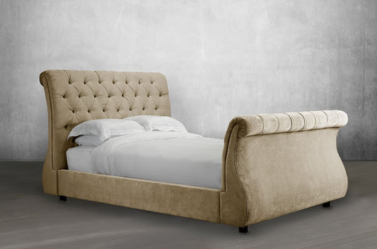 beige-fabric-sleigh-bed near me