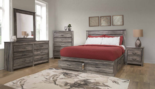 Flatrock 6 - Drawer Suede Grey Bedroom Set - Mattress Miracle