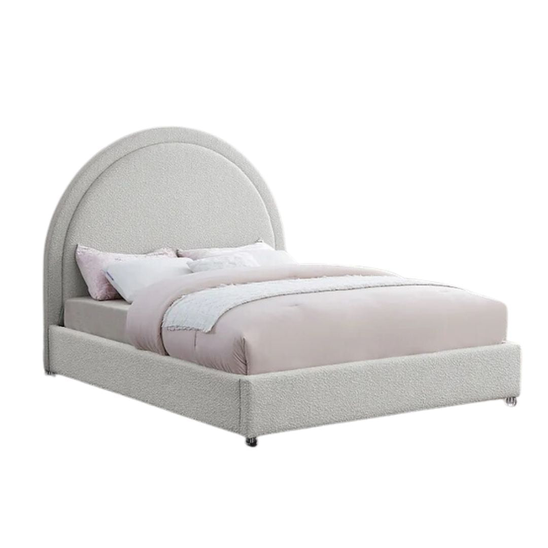 Kenora Cream Boucle Bed Frame with Acrylic Legs - Mattress Miracle