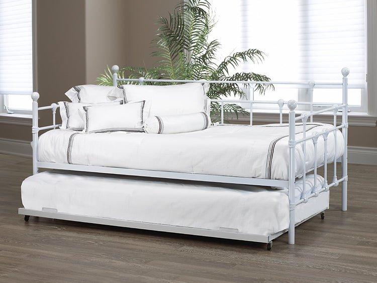 Metal Platform Day Bed with Gold Accents and Trundle - Mattress Miracle