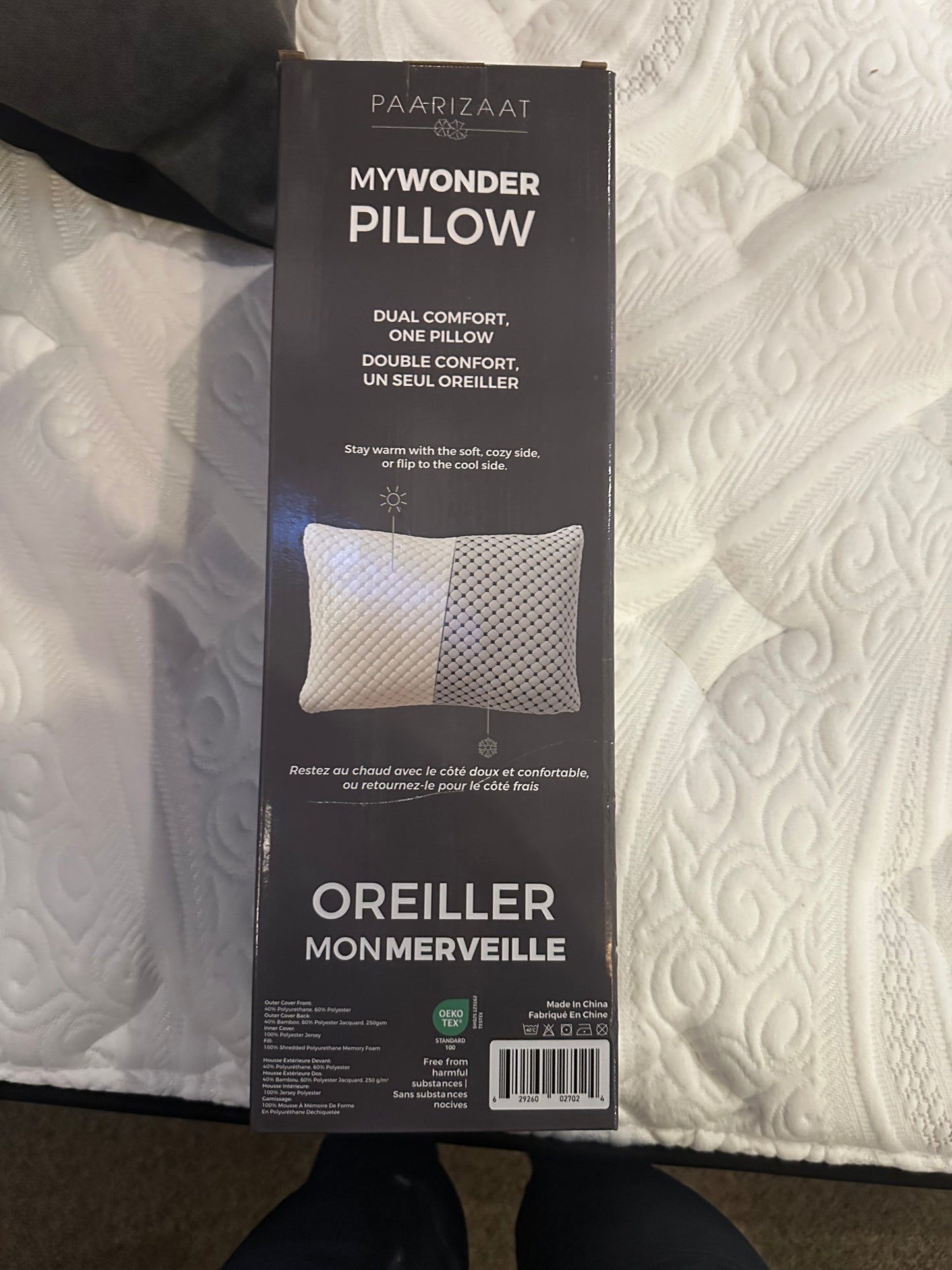 Paarizaat MyWonder Pillow Dual Sided Warm Cool OEKO-TEX Certified - Mattress Miracle Brantford