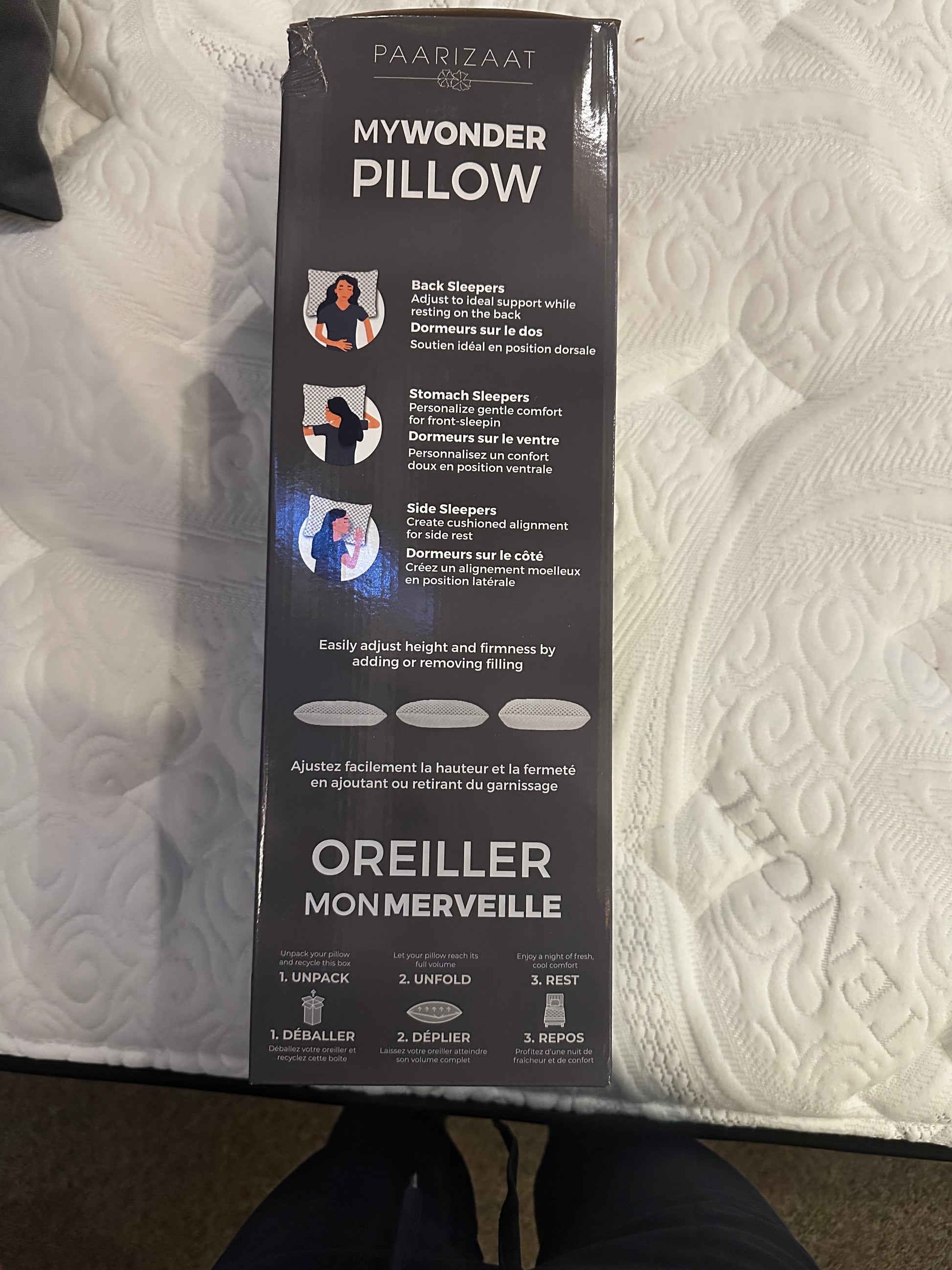 Paarizaat MyWonder Pillow All Sleep Positions Back Side Stomach - Mattress Miracle Brantford