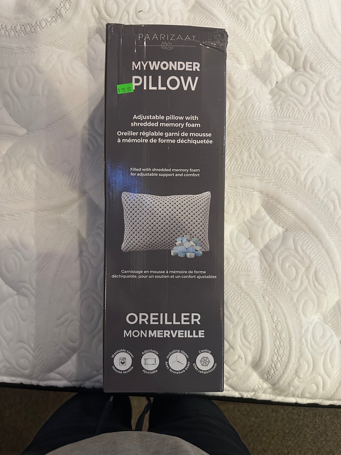 Paarizaat MyWonder Pillow Specs - Adjustable Shredded Memory Foam Cooling - Mattress Miracle Brantford