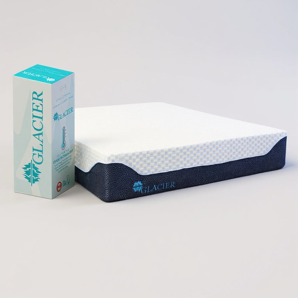 Queen Mattress - Glacier Peyto, side profile showing layer construction