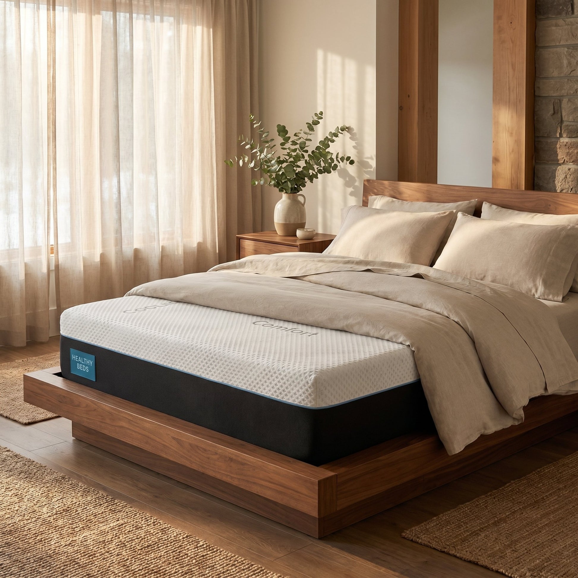 Healthy Beds Rx 3 Mattress | Tri-Zone Support styled in a Canadian master bedroom