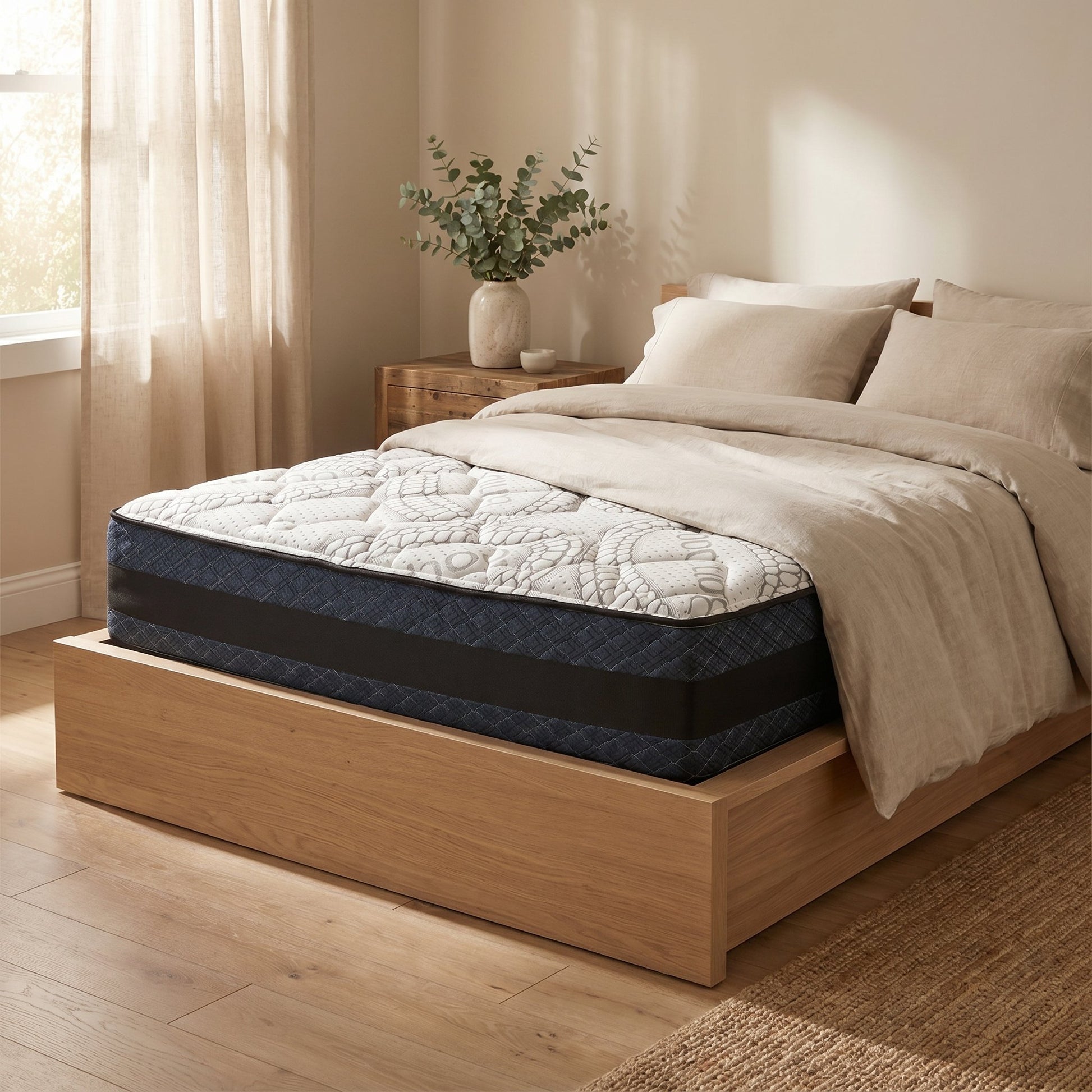 Sentora Ultra Firm Mattress | 7-Zone Support styled in a Canadian master bedroom