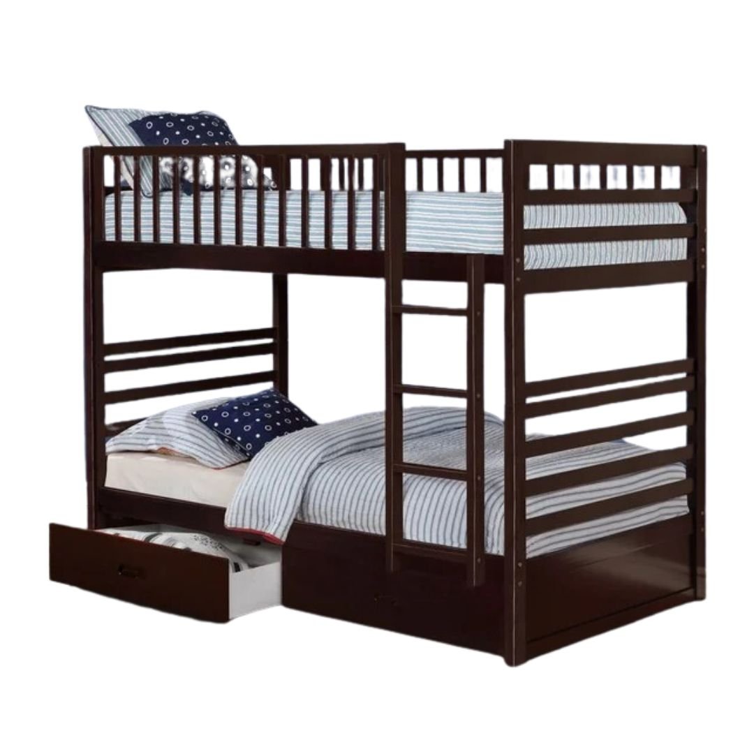 Single Over Single Bunk Bed with Guardrails & Ladder - Mattress Miracle