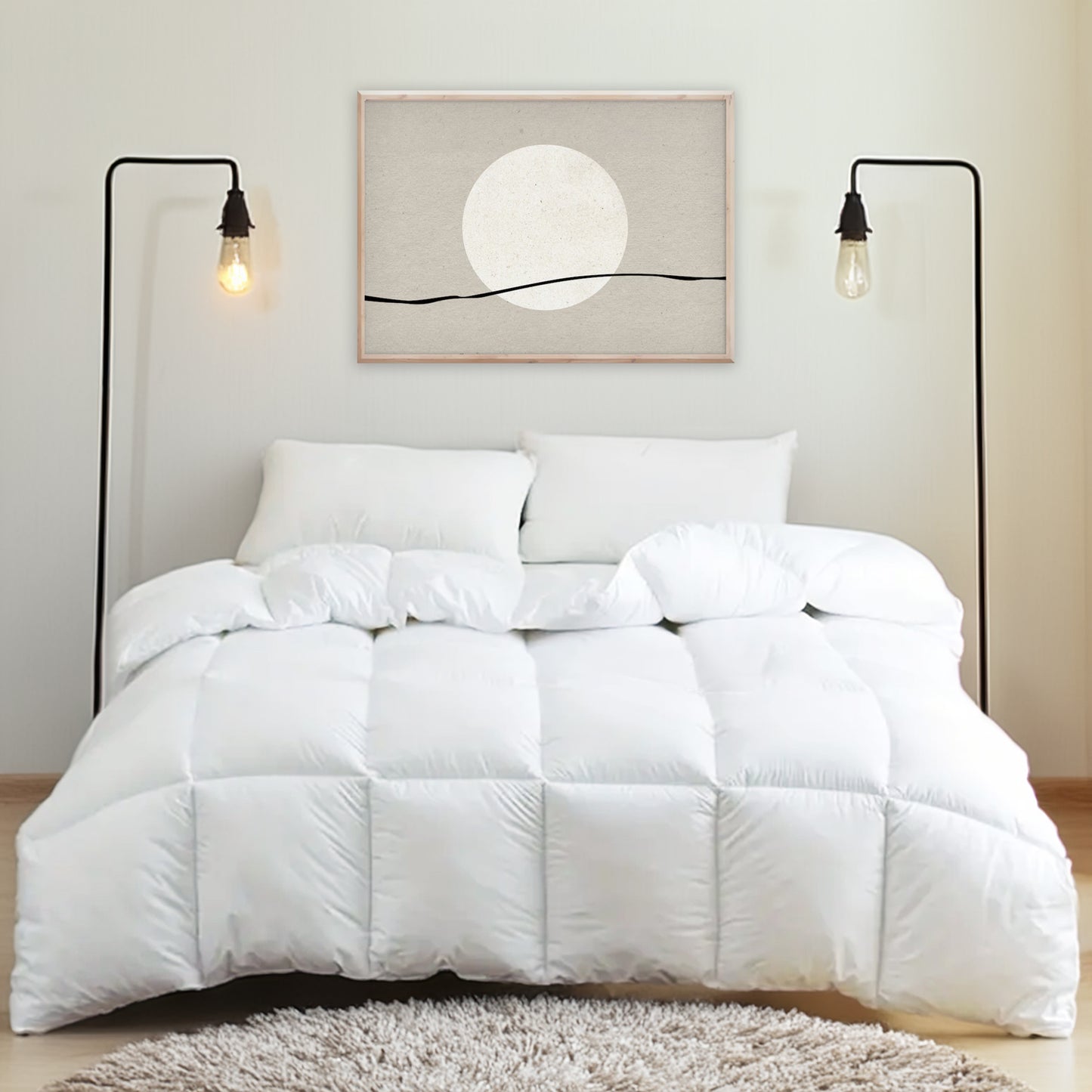 Tortosa 600 loft goose down duvet on bed - Mattress Miracle Brantford