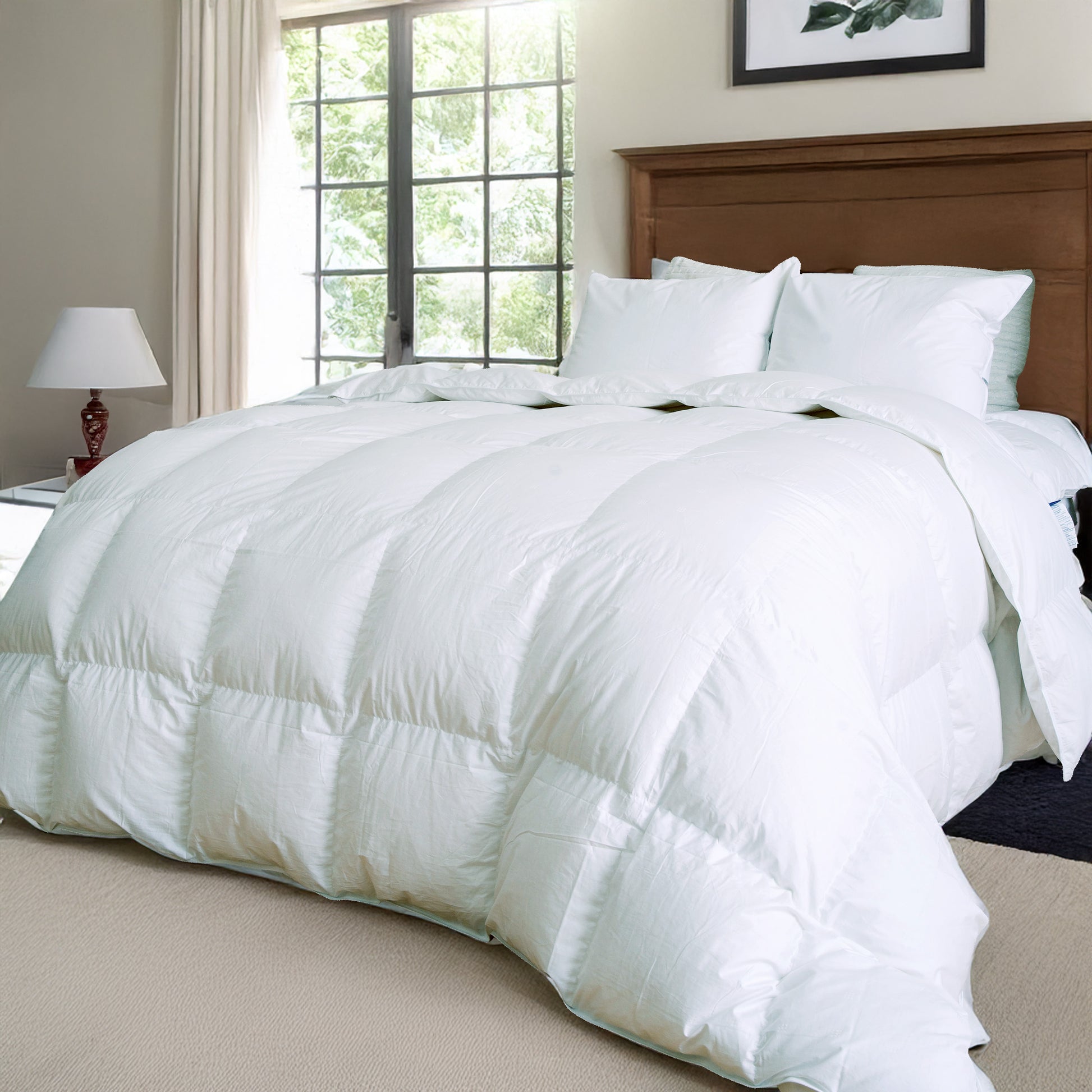 Toulon 700 loft duck down duvet on bed white - Mattress Miracle Brantford