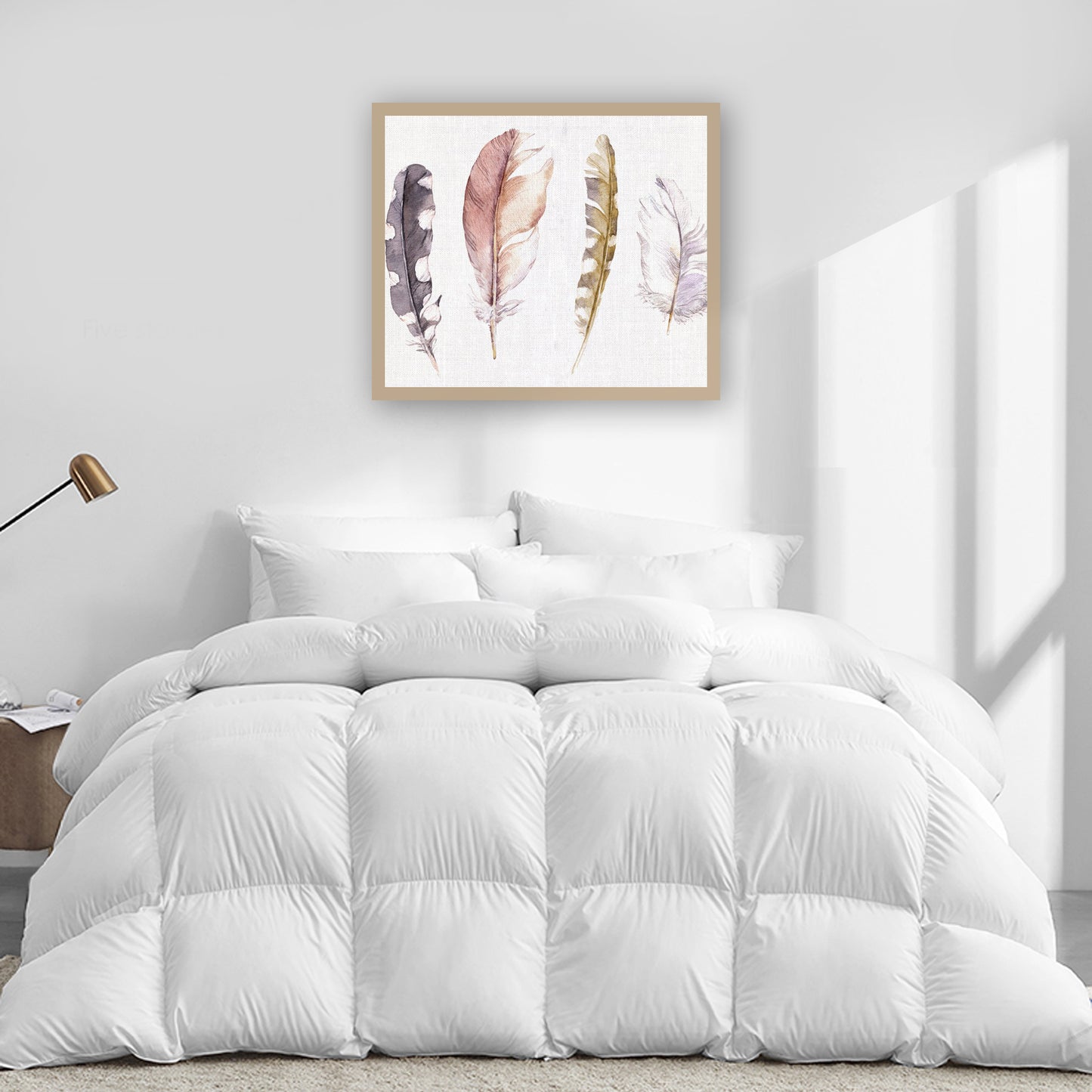 Visegrad 750 loft Hungarian goose down duvet on bed - Mattress Miracle Brantford