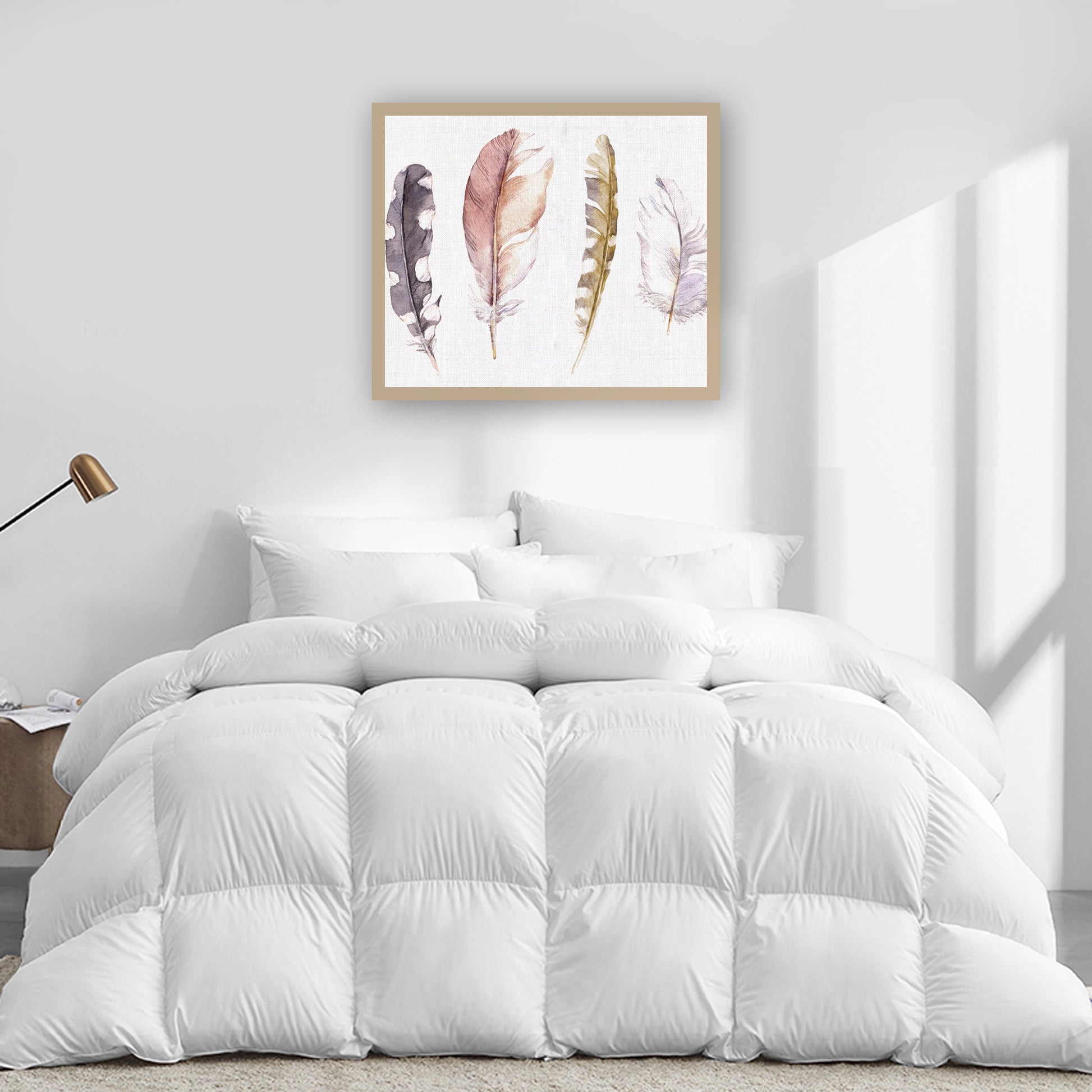 Visegrad 750 loft Hungarian goose down duvet on bed - Mattress Miracle Brantford